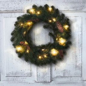 Solight 1V239 - LED Vonkajší vianočný veniec 15xLED/3xAA IP44