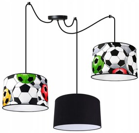 Detské závesné svietidlo Soccer Spider, 3x textilné tienidlo so vzorom (mix 6 farieb), (výber z 2 farieb konštrukcie)