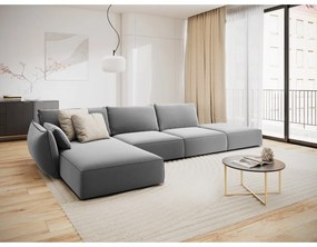 Svetlosivá zamatová rohová pohovka (ľavý roh/s leňoškou) Vanda – Mazzini Sofas