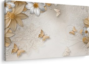 Obraz - Kvety s motýlikmi (90x60 cm)