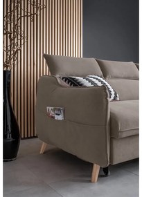 Svetlohnedá zamatová rozkladacia rohová pohovka (pravý roh) Sweet Harmony – Miuform