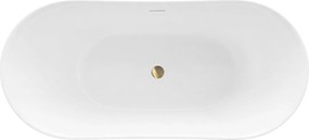 Rea Ferrano Slim, voľne stojaca vaňa 170x73 cm, imitácia kameňa, čierny click-clack, KPL-W6505