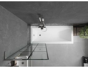 Mexen Next L, 1-krídlová vaňová zástena 60 x 150 cm, 6mm číre sklo-čierny vzor, chrómový profil, 895-060-000-03-77-01