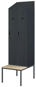 Šatníková skriňa s lavicou a strechou KACPER II PRO, 600 x 2295 x 850 mm, antracitová