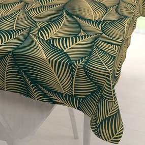 Biante Bavlnený obdĺžnikový obrus Sandra SA-569 Veľké béžové listy na zelenom 60x100 cm