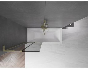 Mexen Velar L, 2-krídlová posuvná vaňová zástena 85 x 150 cm, 8mm šedé sklo, zlatá matná, 896-085-003-41-55