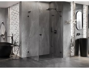 Mexen Lunar L, 1-krídlový sprchový kút, pravý, 90 x 70 cm, 8mm číre sklo, čierny profil, 834L-090-070-70-00-P