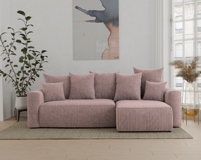 Rohová sedačka Denia (P) (púdrovo ružová). Akcia -20%. Vlastná spoľahlivá doprava až k Vám domov. 1133122