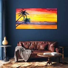 Skleneny obraz Západ slnka palmy
