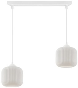 Závesné svietidlo Riffle, 2x biele sklenené tienidlo, w
