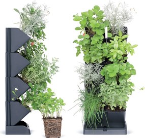 PROSPERPLAST Vertikálne kvetináče s nožnicami na bylinky MINI CASCADE antracit