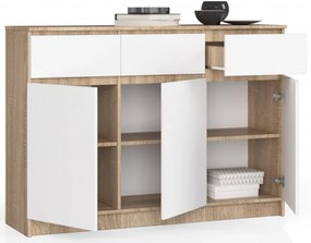 Komoda K140 3D 3SZ CLP sonoma / biela