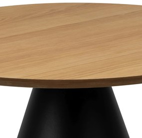 BOSCO Prírodný dub / čierna noha – OKRÚHLY KÁVOVÝ STOLÍK 65 cm, KONFERENČNÝ STOLÍK DO OBÝVAČKY, DYHA