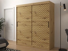 Moderná posuvná skriňa Ratintu 1 180 cm, zásuvka: nie, Farby: čierna / dub artisan + čierna