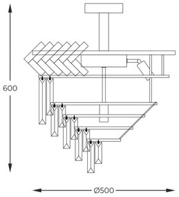 Zuma Line C23910/9 - Luster na tyči LYON 9xE14/40W/230V zlatá