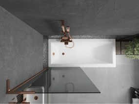 Mexen Next L, 1-krídlová vaňová zástena 80 x 150 cm, 6mm šedé sklo, ružové zlato profil, 895-080-000-03-40-60