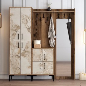 Predsieňová stena Berlin ABC - Walnut, White Marble