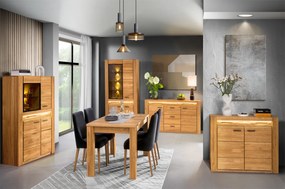 Komoda Velvet II 47 181 cm z masivu s LED osvětlením dub přírodní