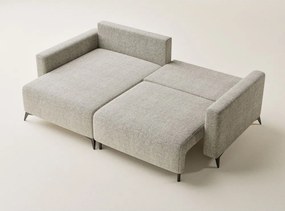 Béžová ženilková rozkladacia/s úložným priestorom rohová pohovka (ľavý roh/s leňoškou) Leon – Maison de Rêve