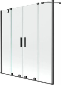 Mexen Velar Duo, posuvná 2-krídlová vaňová zástena 160x150 cm, 8mm číre sklo, grafitová, 896-160-000-02-95