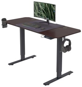 Výškovo nastaviteľný elektrický stôl ROB, 1400 x 720 x 600 mm, orech/ čierny