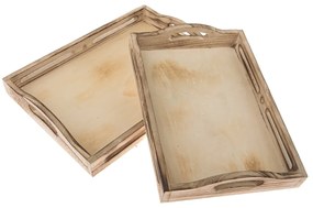 Súprava drevených tácok Madera 2 ks, hnedá