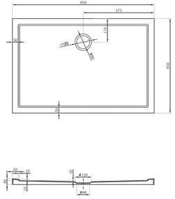 Mexen Flow, obdĺžniková sprchová vanička, slim, 85 x 95 cm, biela lesklá, 46R108595
