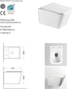 Závesný set GEBERIT Duofix Basic+ WC misa Erga Mery+ 51x36 cm + WC sedadlo + splachovacie tlačidlo, biela, GEBERIT-MERY-TO2-WH-SET1