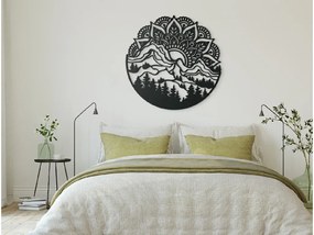 drevko Drevená mandala na stenu Východ Slnka Rozmer obrazu: 44,5 x 44 cm, Farba dekorácie: Čierna