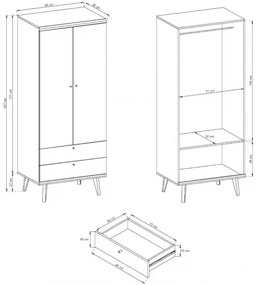 Šatní skříň Primo 80 cm dub Riviéra/bílá