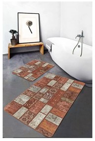 Hnedé zamatové kúpeľňové predložky v súprave 2 ks 60x100 cm – Mila Home