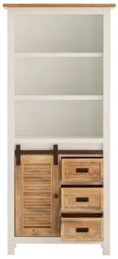 furniture-nabytek.cz - Masívna vysoká skrinka do kúpeľne Capera z borovice a MDF, lakovaná, biela a hnedá – 80×35×180 cm
