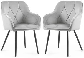 Sada dvoch jedálenských stoličiek DIAMANT zamatové, sivé / čierne nohy (2 ks)