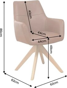 Dizajnová otočná stolička Devassy koňaková koža / dub