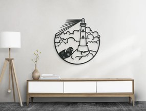 drevko Drevená nálepka Maják na mori Rozmer obrazu: 33 x 32,5 cm, Farba dekorácie: Čierna