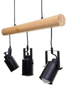 Závesné svietidlo H83 industrial, spot 3 74209 - kov / drevo - Čierna