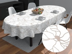 Biante Bavlnený oválny obrus Sandra SA-268 Béžové designové kvety na bielom 140x180 cm