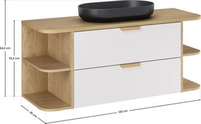 Comad Kúpeľňová skrinka s doskovým umývadlom set Aster White 120 biela/dub cremona