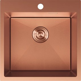 Mexen Solix, 1-komorový nerezový drez 500 x 500 mm, brúsená meď, vzor voština, 6407501000-65HC