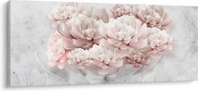 Obraz - Ružové kvety na stene (120x50 cm)