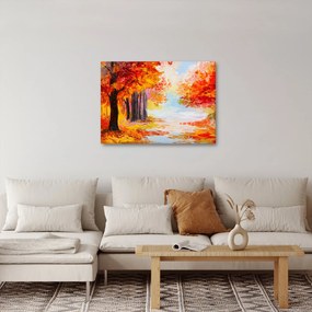 Obraz - Olejomaľba, farebná jeseň (70x50 cm)