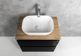 Aqualine Aqualine, ALTAIR skrinka s doskou 68 cm, čierna mat/dub emporio, AI670-01