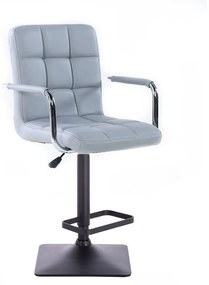 LuxuryForm Barová stolička VERONA na čierne podstave - šedá