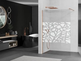 Mexen Kioto, sprchová zástena Walk-In 80 x 200 cm, 8mm číre sklo biely vzor, medený matný profil, 800-080-101-65-85