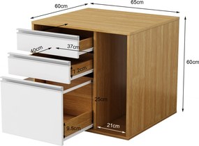 Kancelářská komoda Houseland Nuvia Draw 65 cm dub/bílá