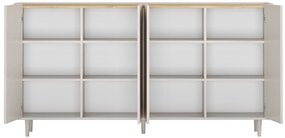 Komoda Elivo 200 cm štvordverová na nožičkách - kašmír / olejovaný dub
