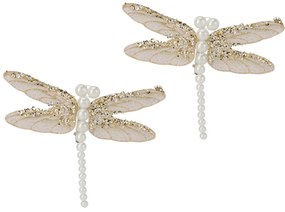 Set vianočných ozdôb Vážka, zlatá, 13x9x1,5 cm, SET 2 KS