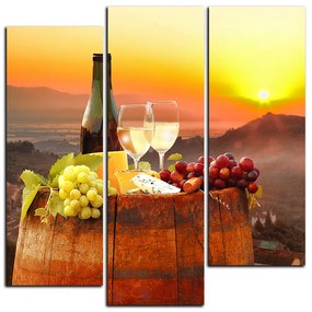 Obraz na plátne - Fľaša vína na vinici - štvorec 3152D (75x75 cm)