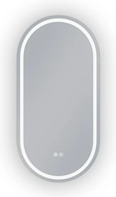Erga Lyra, oválne LED zrkadlo 50x100cm, 3 farby svetla, predné a zadné osvetlenie, vyhrievacia podložka proti zapareniu, ERG-V01-LYRA-5010-CL