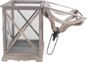 2ks sivá antik drevená lampáš - 33*33*73 / 25*25*56 cm